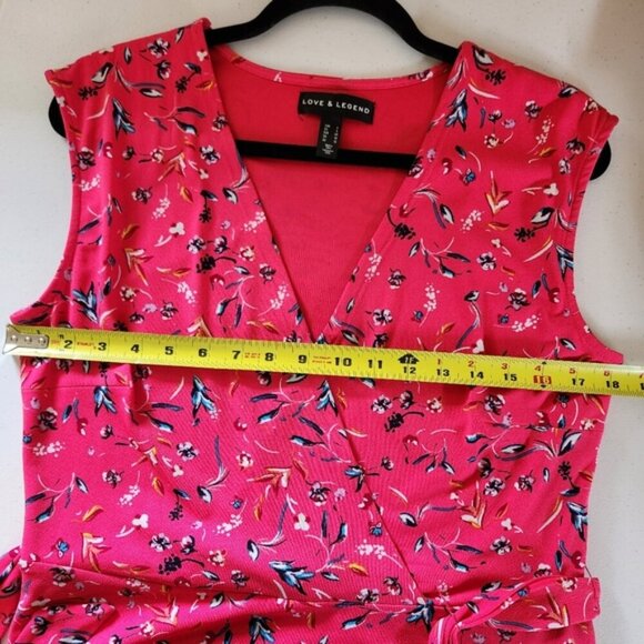 Love & Legend Pink Sleeveless A-Line Wrap Dress Knee Length Hot Pink Stretchy 0X - Picture 11 of 13
